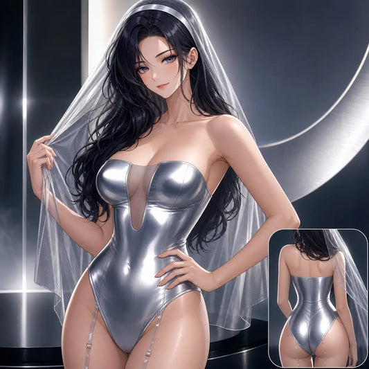 Silver Metallic Cutout Bodysuit | Futuristic Cosplay Lingerie