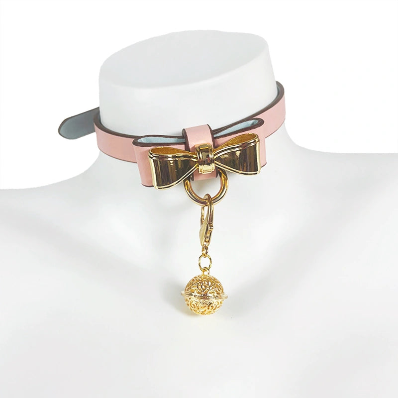 Gold Bow PU Leather Choker | Kawaii Cosplay Accessory