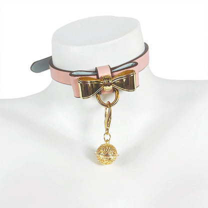 Gold Bow PU Leather Choker | Kawaii Cosplay Accessory