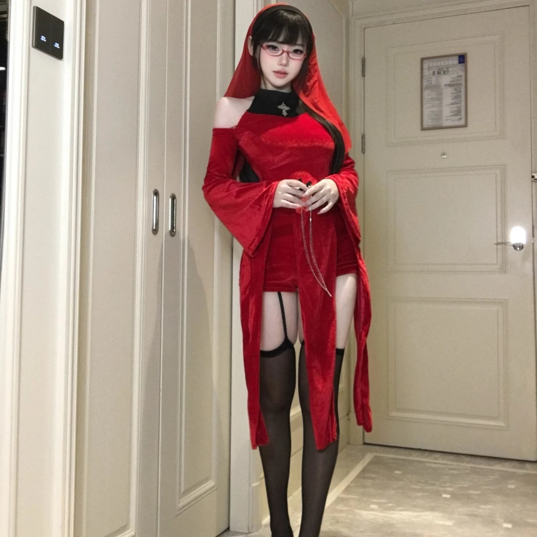 Red Nun Costume Set | Gothic Cosplay Outfit