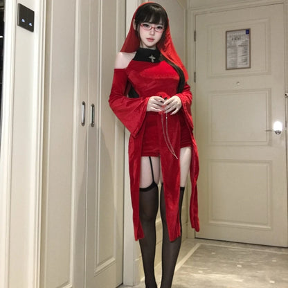 Red Nun Costume Set | Gothic Cosplay Outfit