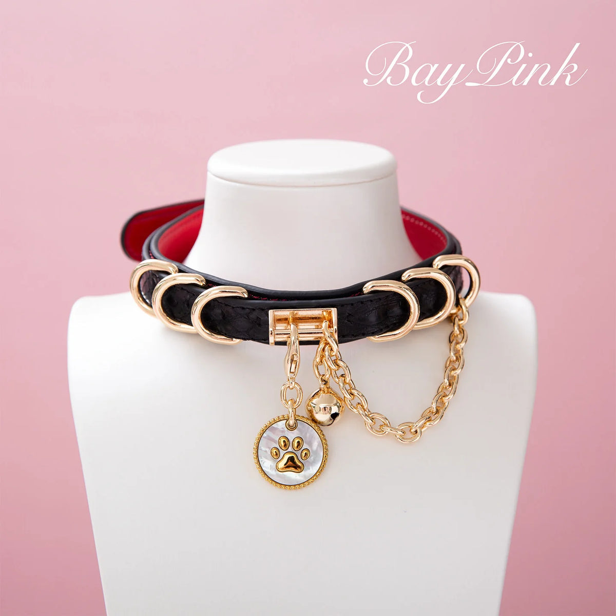 Snake-Embossed Leather Choker | Custom Tag Collar