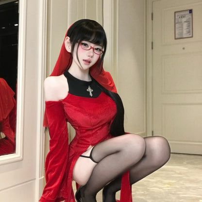 Red Nun Costume Set | Gothic Cosplay Outfit