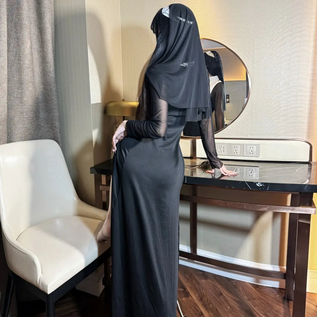 Black High-Slit Nun Dress | Gothic Cosplay Costume