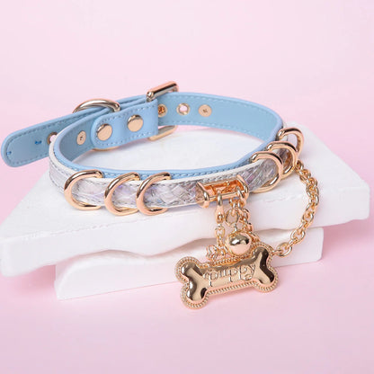 Snake-Embossed Leather Choker | Custom Tag Collar