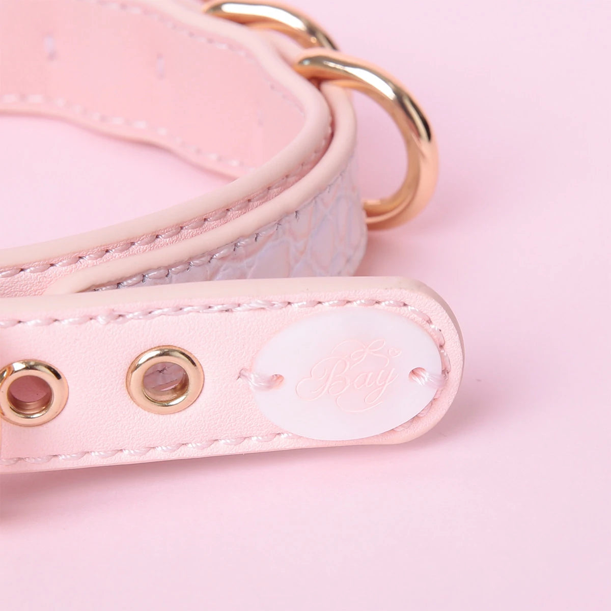 Snake-Embossed Leather Choker | Custom Tag Collar