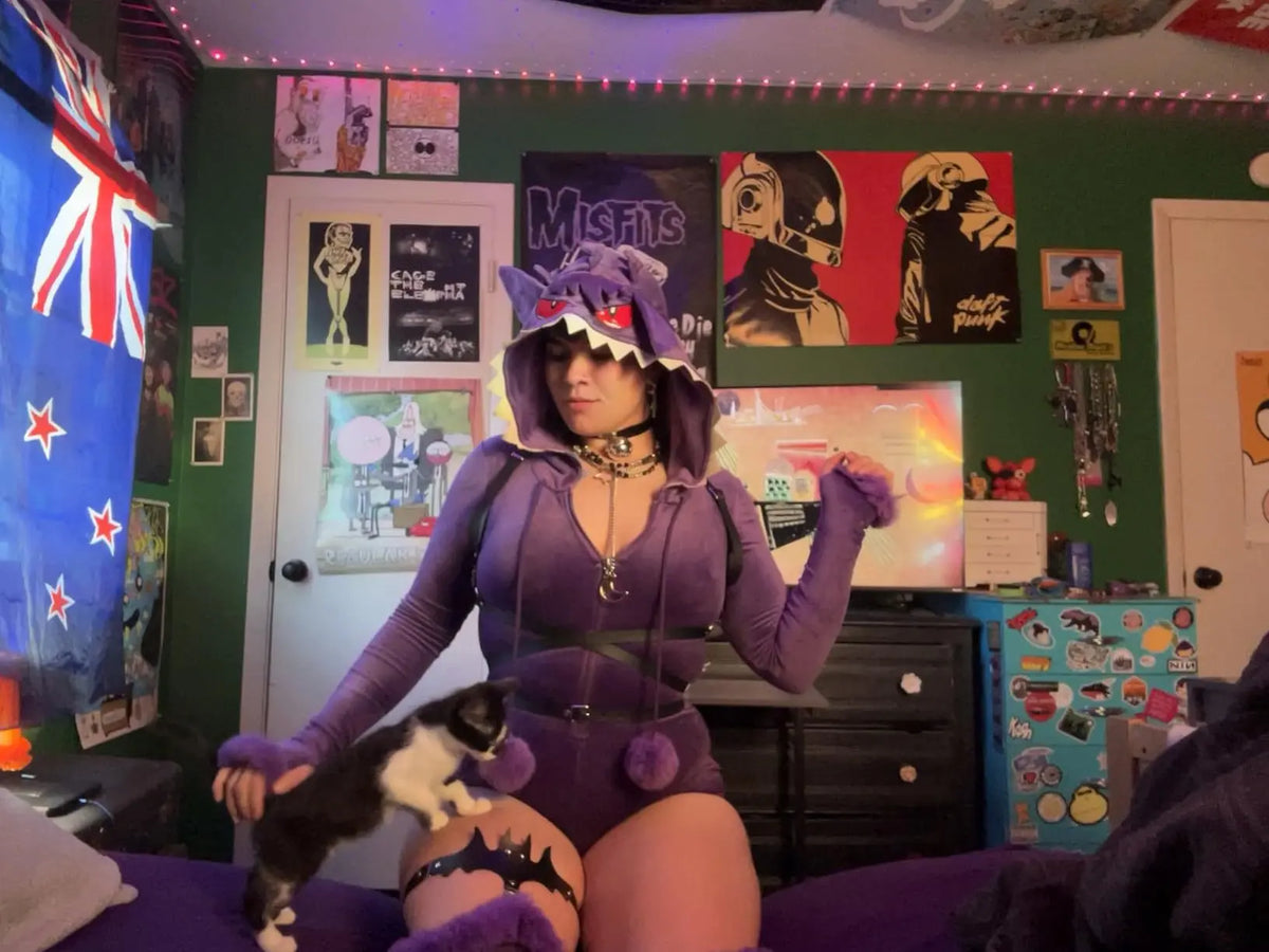 Gengar-Inspired Cosplay Costume for Women | Hooded Bodysuit Set