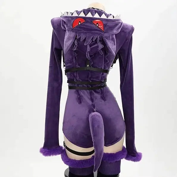 Gengar-Inspired Cosplay Costume for Women | Hooded Bodysuit Set