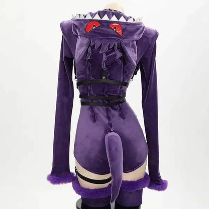 Gengar-Inspired Cosplay Costume for Women | Hooded Bodysuit Set
