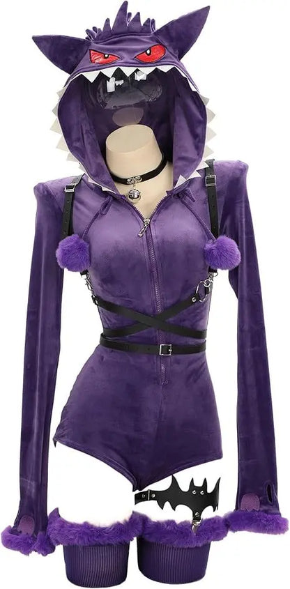 Gengar-Inspired Cosplay Costume for Women | Hooded Bodysuit Set