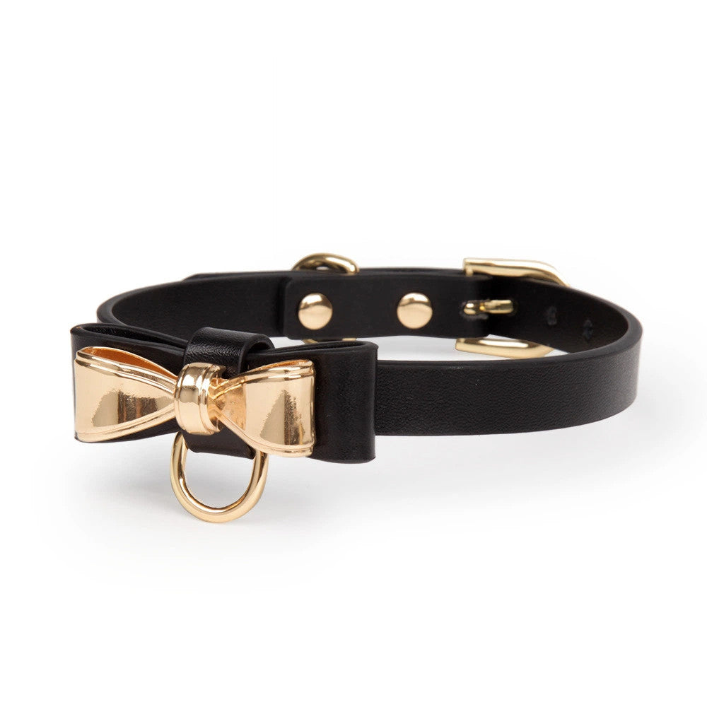 Gold Bow PU Leather Choker | Kawaii Cosplay Accessory