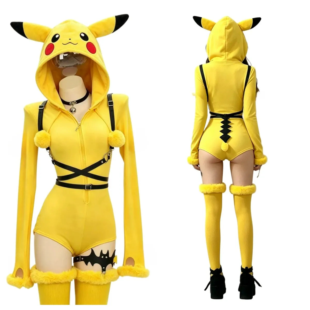 Pokémon Derivative Yellow Hooded Bodysuit | Anime Cosplay Outfit